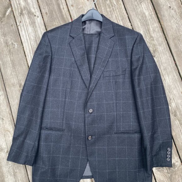 Vintage 90s Cashmere Wool Lauren Ralph Lauren Striped Suit Jacket 42R Pants 36R - Picture 9 of 16